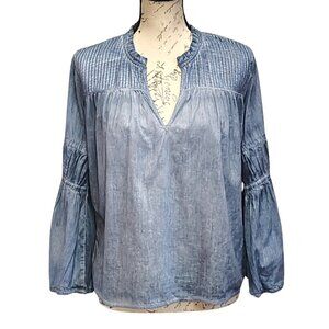 Rails Marli Faded Blue Cotton Peasant Top Small Coastal Boho Nautical Blouse